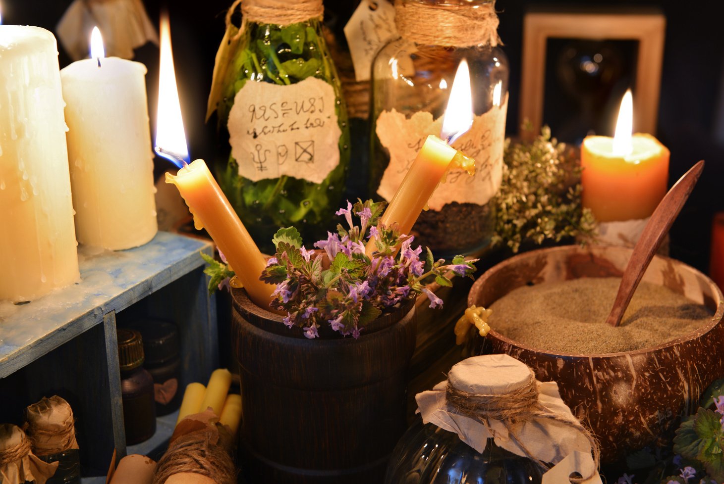 Occult Ritual Setup with Candles